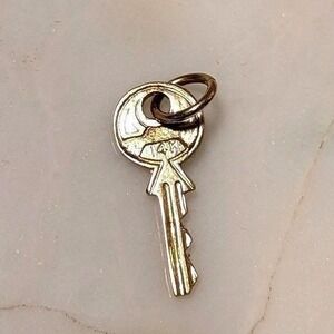 Vintage 14K Yellow Gold Key Charm Pendant Dainty Miniature Minimalist gold charm